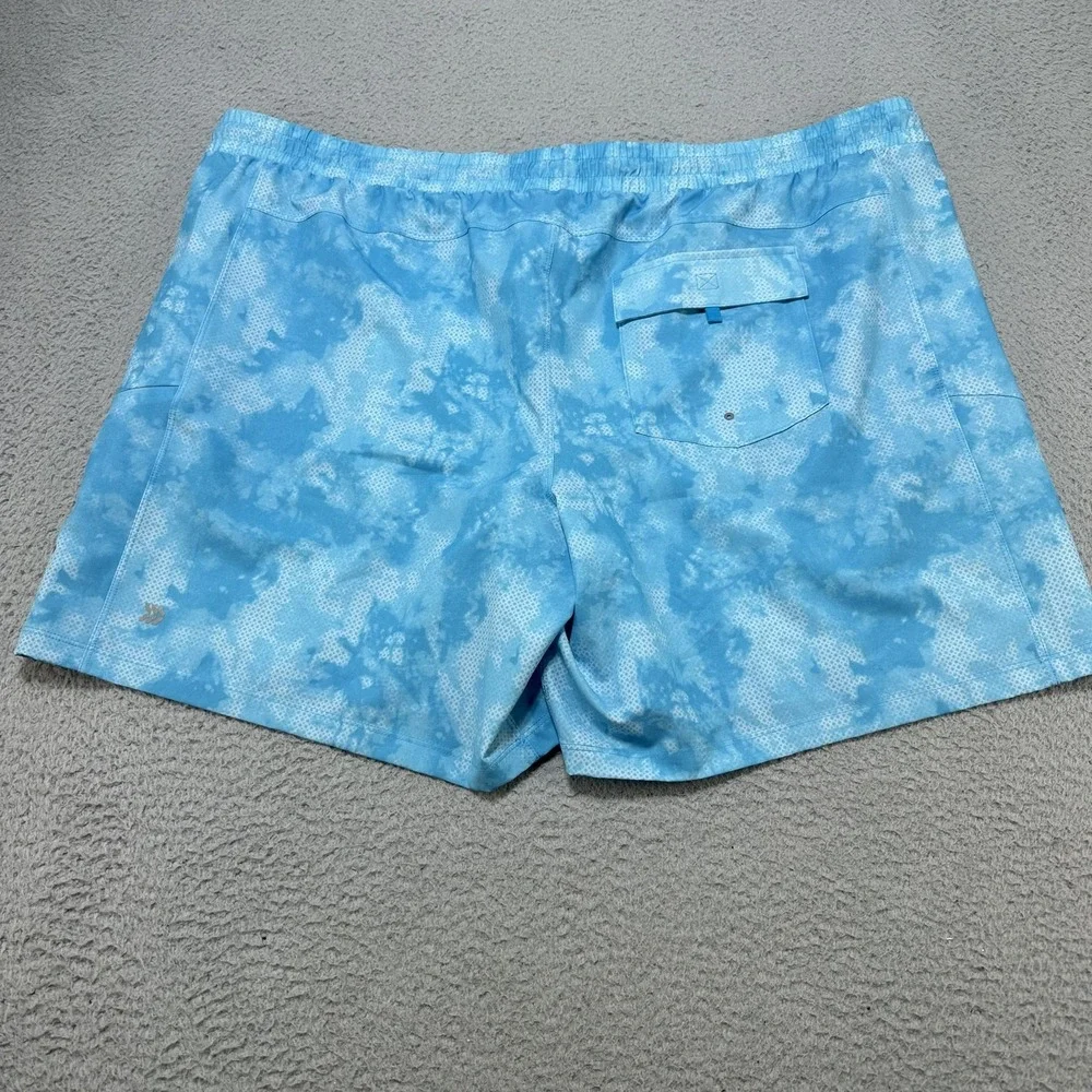 All In Motion Shorts Mens 2XL Blue Tie Dye Stretch Swim Trunks Quick Dry Pockets